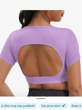 Lilac Open-Back Short Sleeve Crop Top